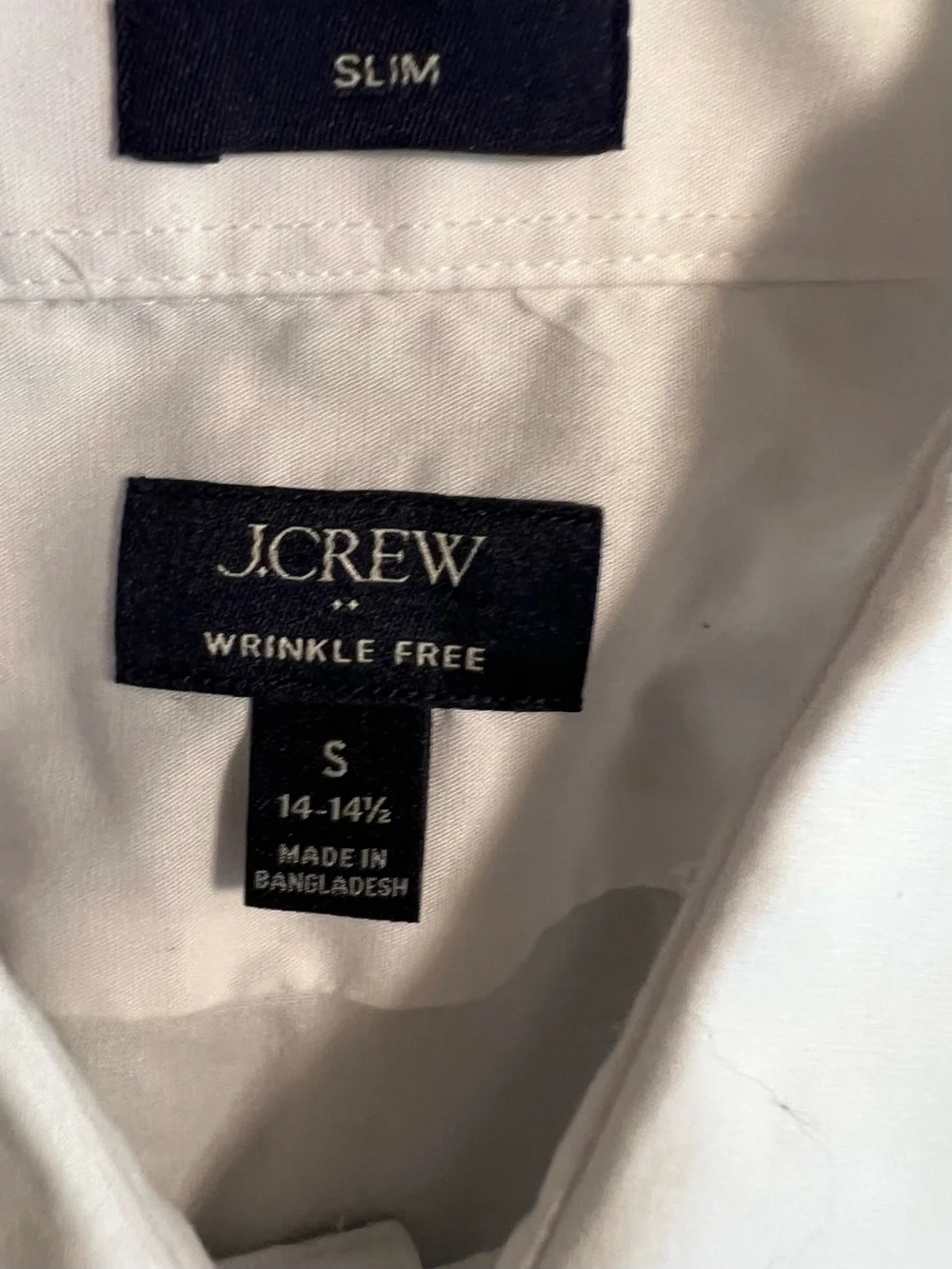 J Crew White Wrinkle Free Long Sleeve Slim Dress Shirt NWT S 14-14.5 #2623